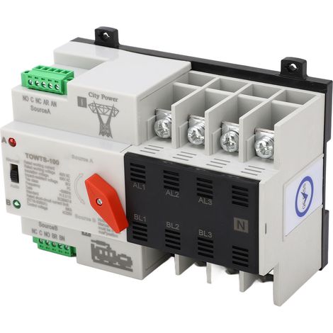 Tongou Doppel-Leistungsumschalter 4P PC-Gehäuse Elektrischer Wahlschalter für Metallurgie 400V AC 63A (1/5)