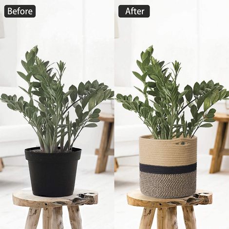 Robuster Pflanzkorb aus Juteseil, moderner geflochtener Korb für 25 cm (10 Zoll) große Blumentöpfe, Zimmerpflanzen, 11