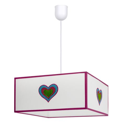 Lampada a sospensione Amor 1xe27 Bianco/rosa Regx35x35 da FABRILAMP. (1/2)