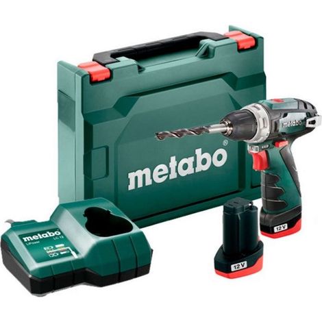 Metabo Utensili - Trapano avvitatore a batteria 12V, 2x batterie 2 Ah, caricabatterie 600984500