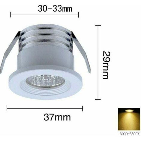 Lot de 4 mini spots LED encastrables 3W Lumière chaude 3000K Aluminium et verre Angle 20-30° IP22 pour intérieur (1/5)