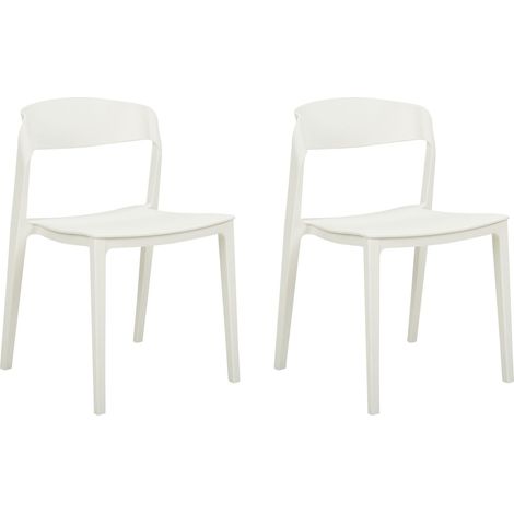 Set di 2 sedie in plastica impilabili con braccioli senza gambe Sedie da conferenza Design moderno Sala da pranzo Bianco Somers (1/5)