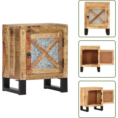 Mesita de noche de madera - vidaXL Mesita de noche de madera maciza de mango 40x30x50 cm - Mesita de noche con puerta