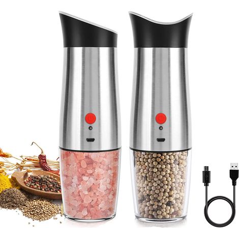 Peppermill et sel électrique: - USB de sel rechargeable, 170 ml de haute capacité réglable à grains grossiers (1/5)