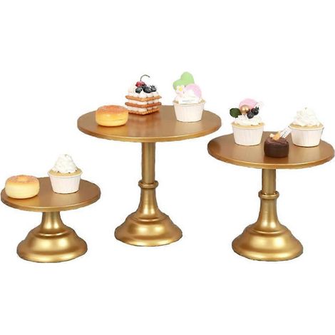 Ensemble de 3 présentoirs à gâteaux en métal, idéal pour une table de desserts, parfait pour une baby shower, un mariage ou un anniversaire. (1/5)