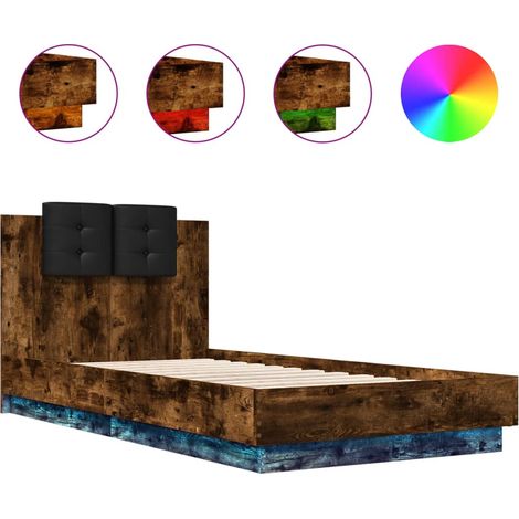 Maison Exclusive - Estructura de cama cabecero luces LED roble ah