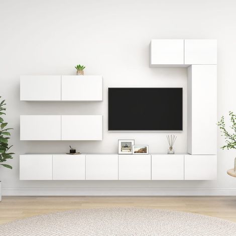Ensemble de meuble TV 7 pcs pour Salon - Armoire TV Blanc Aggloméré BV226597 - BonneVie (1/5)