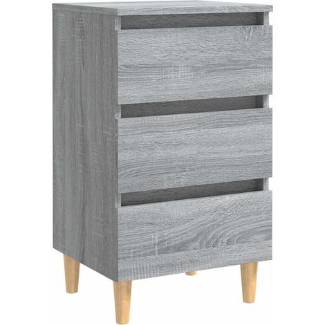 vidaXL Mesita de noche con patas madera maciza gris Sonoma 40x35x69 cm (1/2)
