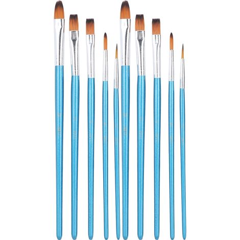 Ensemble de 10 Pinceaux Artistiques pour Peinture à l'Huile, Acrylique, Aquarelle et Gouache - Bleu (1/5)