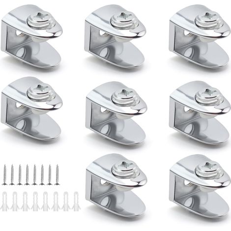 8 Pièces Support Etagere Verre Petit Conique, Alliage de Zinc Pince de Fixation pour Verre, Muraux Pinces à Verre, Réglable Clips de Fixation pour Vitre, pour Panneaux de 5-10 mm D'épaisseur (1/5)