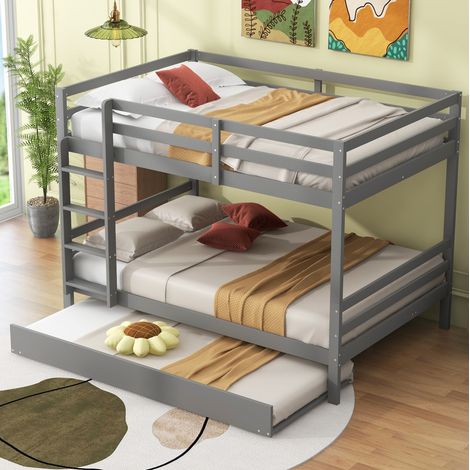 Letto a castello per bambini 140x200 cm in legno grigio, salvaspazio, senza materasso (1/5)