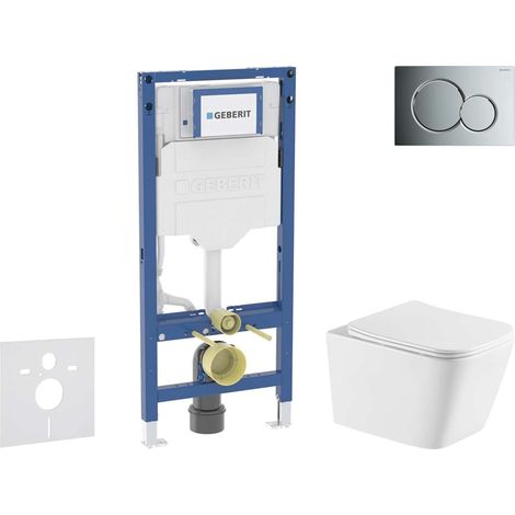 Geberit Duofix - Set Vorwandelement,Arkas I-WC mit Softclose-Sitz und Sigma01-Betätigungsplatte, Chrom glänzend SANI11CA1170