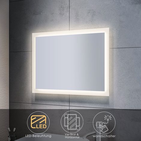 Badspiegel mit LED Beleuchtung Badezimmerspiegel Wandspiegel Lichtspiegel 80x60 (1/5)