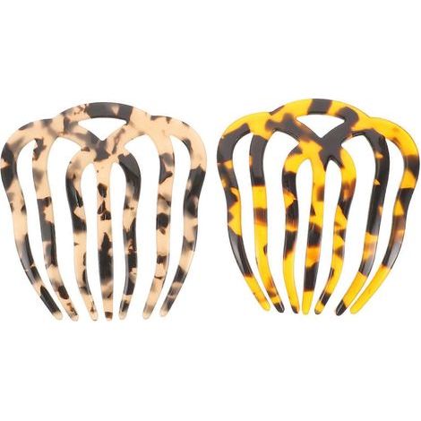 Set mit 2 multifunktionalen Kämmen mit Haarspangen, kreative Sieben-Zahn-Kämme (Leopard) – 7,30 x 6,60 x 0,50 cm – Leopard (1/4)