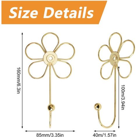 piezas，Gancho de pared de hierro con forma de flor para tienda de ropa，Gancho creativo para abrigos，Gancho de hierro para cortinas (1/4)