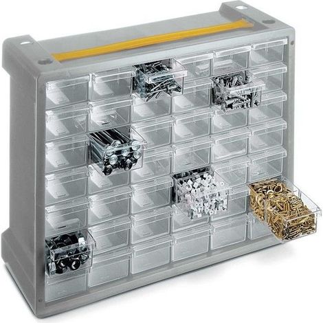 Terry 1002304 Poker Cassettiera Portaminuterie 42 scomparti con Maniglia colore Grigio Trasparente (1/2)