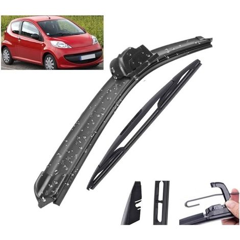 Kit de balais d'essuie-glace avant et arrière compatible avec Peugeot 107 2005-2014 (1/4)