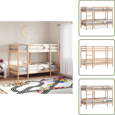 The Living Store Lit superposé sans matelas 90x200 cm bois de pin massif - Lit Superposé - Lit Mezzanine - Lit Double - Lit Enfants - Meuble Chambre