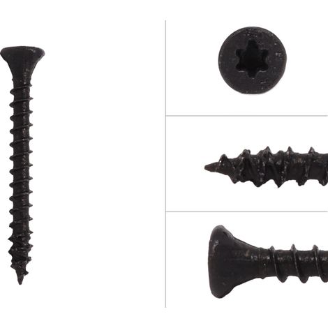 Schwarze Schrauben Verzinkt 3 x 30 mm Torx 10 mit Schneidkerbe -