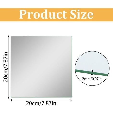 Set mit 4 Glasspiegeln, 20 x 20 cm, mit starkem DIY-Klebeband zur Wanddekoration in Kleiderschrank, Badezimmer, Wohnzimmer und Schlafzimmer (1/4)