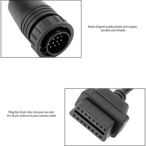 Cable Adaptateur 14 Broches Vers OBD2 16 Broches Pour Mercedes Sprinter - Compatible Diagnostic Véhicule - 1 Pièce (1/4)