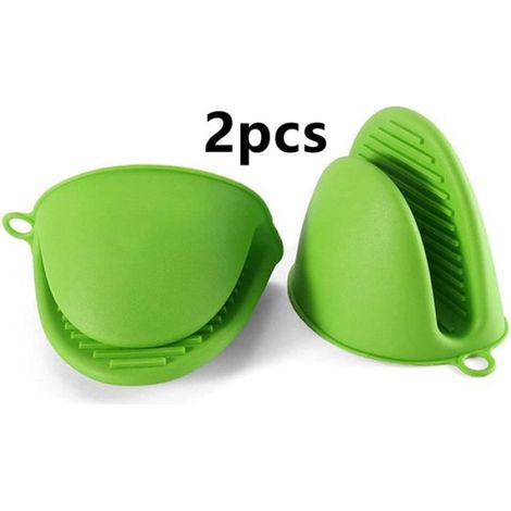 Gants de Four,Résistant à Chaleur Imperméable,gant de cuisine en silicone antidérapant,pour Barbecue,Cuisson,Pâtisserie,Vert,2pcs (1/4)