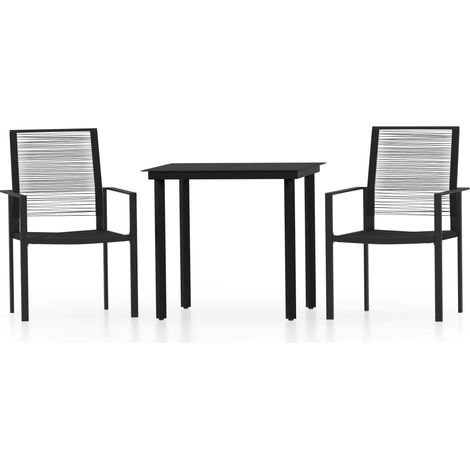 Juego de comedor de jardín muebles de exterior 3 piezas negro 020013650