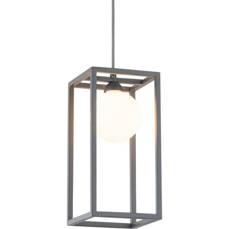 Italux Daisy - Suspension Industrielle Et Rétro Gris 1 Lumière Avec Abat-Jour En Verre, G9 (1/5)