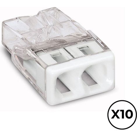 Packung mit 10 Schnellverbindern, 2-Wege, maximal Ø2,5 mm² (450 V, 24 A) für starre Kupfer- oder Aluminiumleiter (1/3)