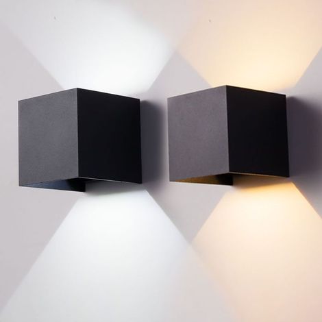 Lot de 2 appliques murales extérieures à LED, en aluminium étanche, 12 W, lumière chaude 3000 K (1/4)
