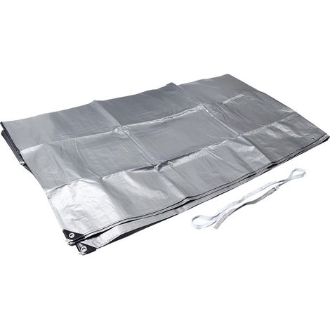 Bâche en polyéthylène double couche épaisse argentée, imperméable, isolante thermique, résistante aux UV et aux déchirures, multi-usages. Largeur : 4 m (13,12 pi), longueur : 6 m (19,69 pi). (1/5)