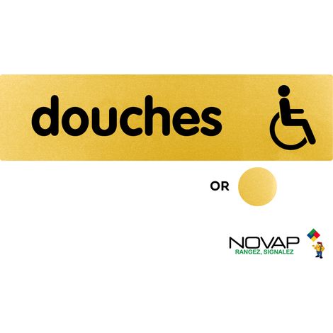 Plaque de porte douches handicapes - Classique or 170x45mm - 4491653