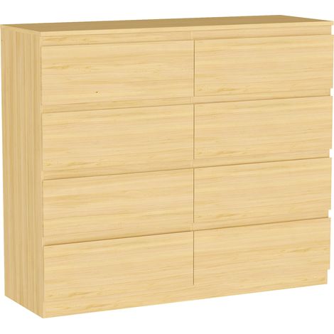 Denver 8 Drawer Chest of Drawers Bedroom Storage Furniture, Pine