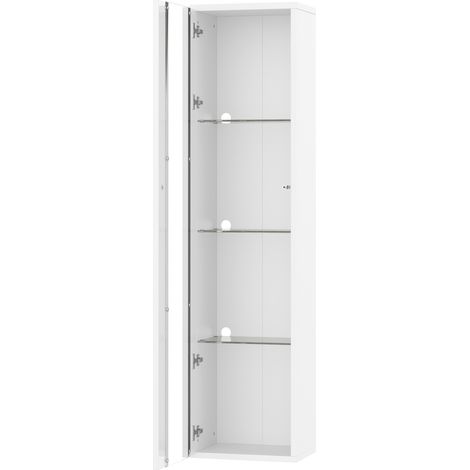 Vitrine murale blanche multifonction 40 x 29 x 170 cm avec étagères en verre et éclairage LED RGB contrôlé par application (1/5)