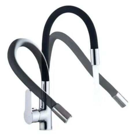 Mitigeur Évier avec Bec Flexible, Robinet de Cuisine, Cuisine Mitigeur Flexible Rotative à 360°, Noir (1/4)
