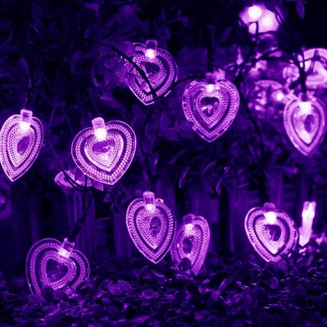 Guirlande Lumineuse Solaire Coeur D'amour Jardin, Étanche 20ft 30LED Fée Solaires Lumière pour Exterieur Interieur Mariage Fête Noël Saint Valentin Ambiance Éclairage Décoration (Rose) (1/5)