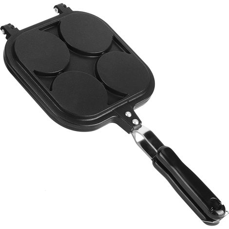 Appareil à burgers aux œufs, poêle à œufs double face, moule à gâteau ménager, plaque de cuisson double face à quatre trous, ustensile de cuisson antiadhésif, cuiseur pour aliments pour bébés (1/5)