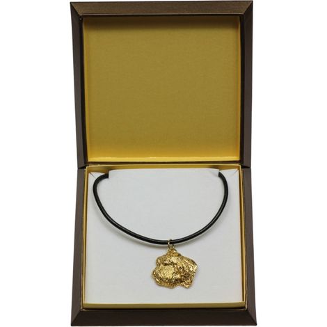 Petit basset griffon vendéen, Basset vendéen - collana con cane in confezione regalo, ciondolo placcato oro per un amante dei cani, gioiello di grande effetto del marchio Art-Dog (1/5)