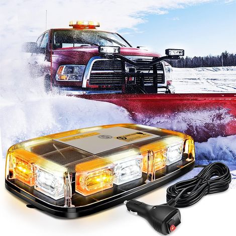 12-Zoll-Dach-Stroboskoplichter, 48 LED, Warnleuchten, LED-Blinkleiste, Magnetbefestigung, 12 V/24 V, Autos, Lastwagen, Traktoren, Schneepflüge, Baumaschinen