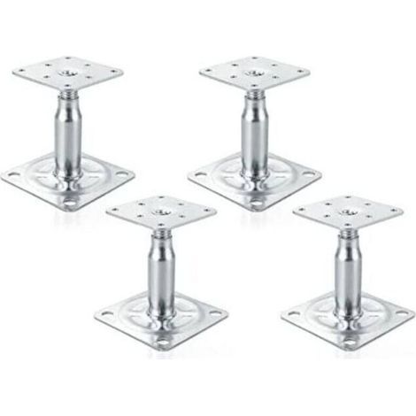 Set of 4 adjustable galvanized raised post supports from 100 to 150 mm, robust roof support for construction (1/4)