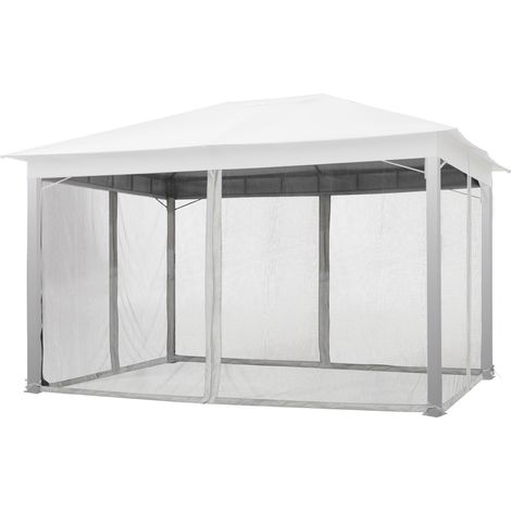TOOLPORT Moskitonetz für Gartenpavillon Sunset Premium 3x4 m - Polyester - Insektengitter mit Reißverschluss - grau (1/5)