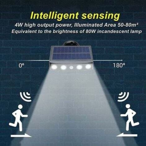 Lampe solaire extérieure - - Détecteur de mouvement - 360° - Étanche IP65 - Lumière blanche 6000K (1/3)