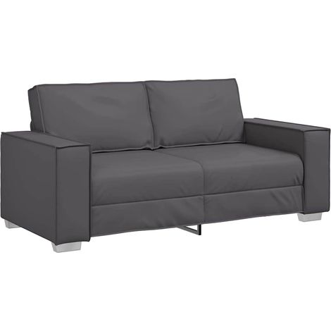 Canapé Sofa deux places Gris 180 cm Simili cuir (1/5)