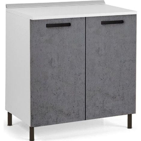 Webmarketpoint – Meuble bas de cuisine gris béton 80x50xh.82 cm – 2 portes avec finition noire – Bois mélaminé – Fabriqué en Italie – Kit à assembler
