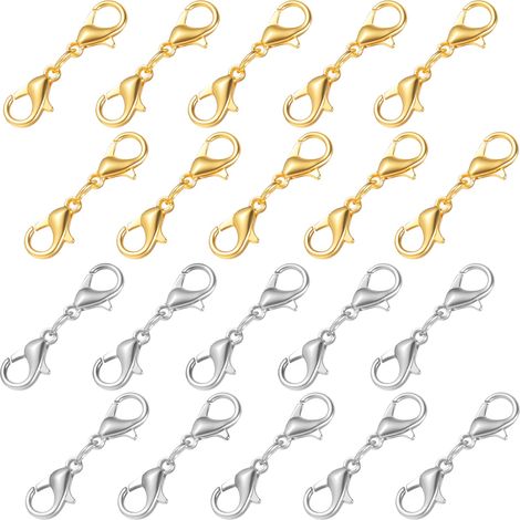 Lot de 20 fermoirs de chaîne en acier inoxydable - Double ouverture - Fermoir mousqueton - Pour connecteur de bracelet, bracelet, chaîne d'extension - Pour bricolage de bijoux, bracelets (1/5)