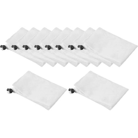 5/10 Netzfilterbeutel für Staubsauger und Pools, Netzgewebe mit Kordelzug und Verschlussclips, Reinigungszubehör, 10er-Packung (1/5)