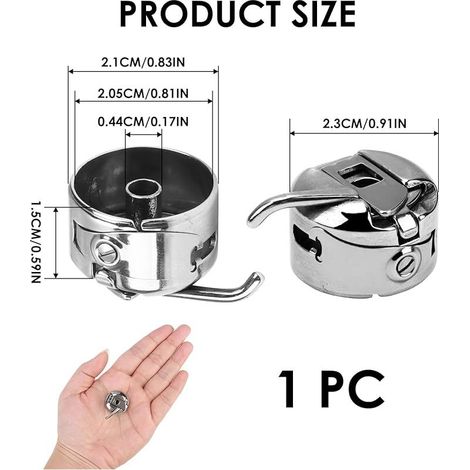 Spulenkapsel für Nähmaschinen, Universal-Spulenkapsel aus Metall, Industriespulenkapsel, silberne Spulenkapsel, Metallspulenkapsel für Nähmaschinen von Brother, Lidl, Elna, Juki, Singer und Janome (1/5)