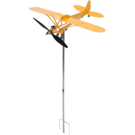Große 3D-Wetterfahne aus Metall in Form eines Piper J3 Cub-Flugzeugs für den Außenbereich, Windrichtungsanzeiger, Gartendekoration (1/5)