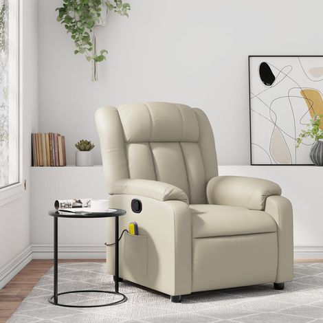 Massagesessel mit Relaxfunktion, Kunstleder, Creme