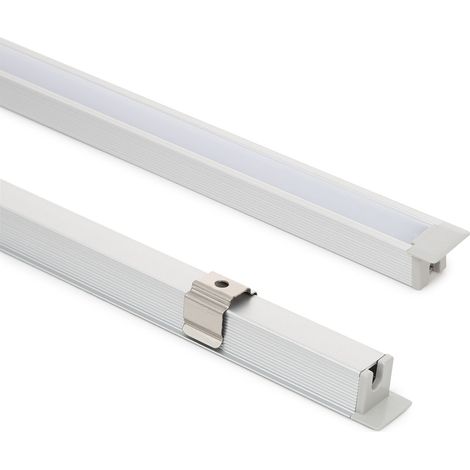 Perfil Aluminio Empotrable con inclinación 30º 2m para Tira LED hasta 6 mm Aluminio 2 m Blanco traslúcido (1/4)